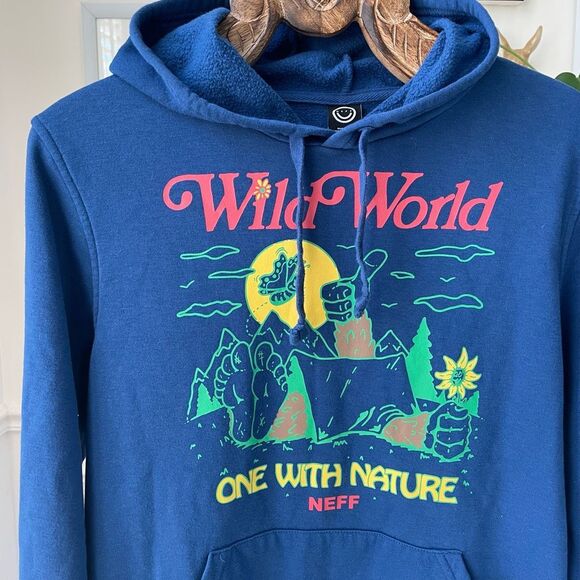 Neff Forever Fun Wild World One With Nature Hoodie Blue M - Picture 1 of 9